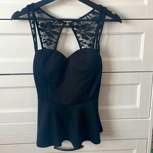 Black Peplum Top Small